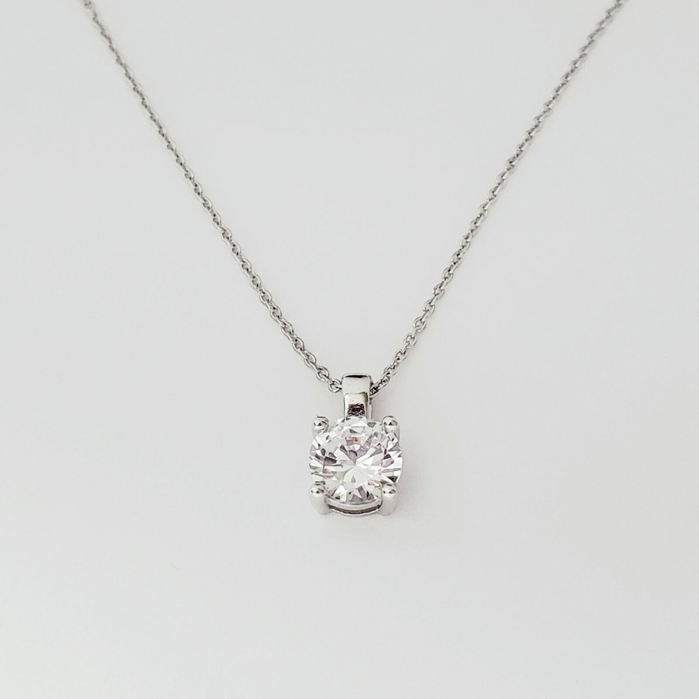 CRISLU Sterling Silver Brilliant Cut 7mm Pendant Necklace